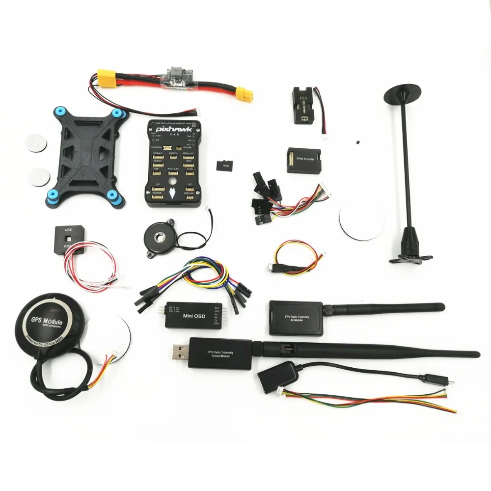 Pixhawk PX4 PIX 2.4.8 32 Bit Flight Controller+433/915 Telemetry+M8N GPS+Minim OSD+PM+Safety Switch+Buzzer+PPM+I2C+ 8G SD | Игрушки и