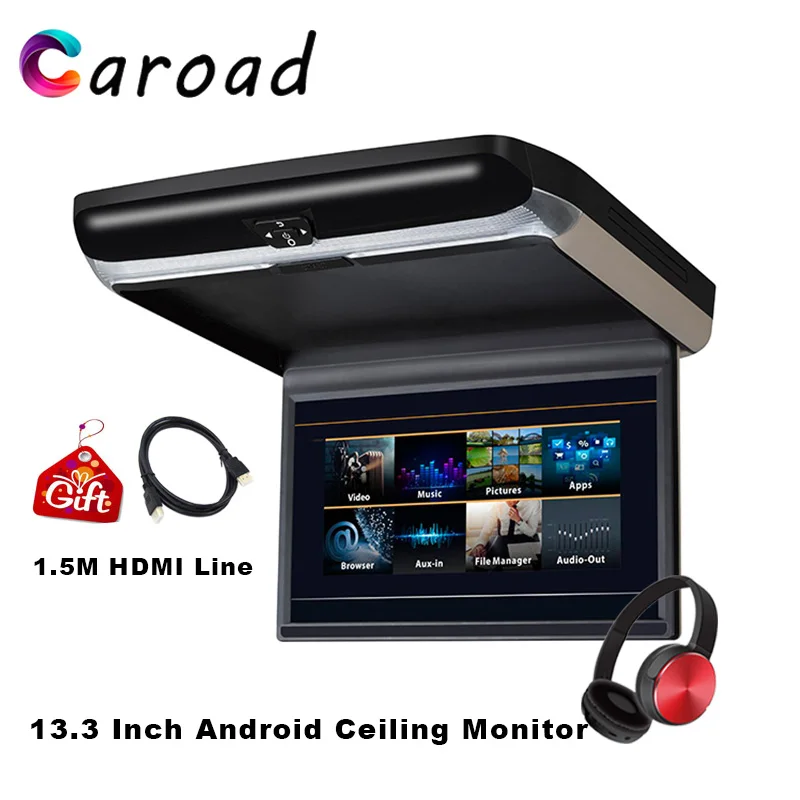 13 3 дюймов Android 6 0 Автомобильный потолочный монитор на крышу 1080 P HD видео