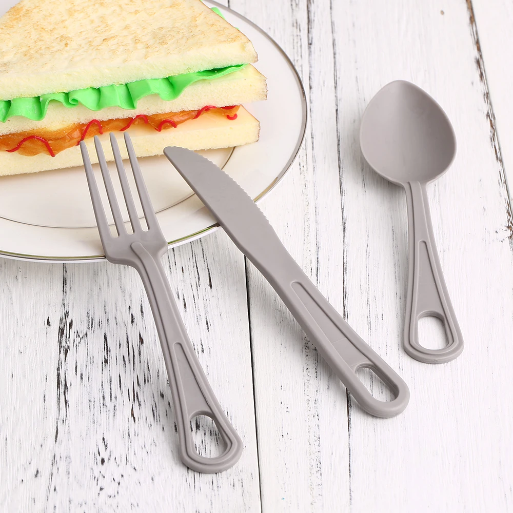 

Plastic Flatware Kit Pocket Fork Spoon Cutter BPA Free Tableware Set Home Kitchen Camping Picnic Hiking Travel Cutlery