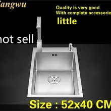 Стандартная кухонная ручная раковина одинарная мойка для посуды 304 из нержавеющей стали, Горячая 520x400 мм