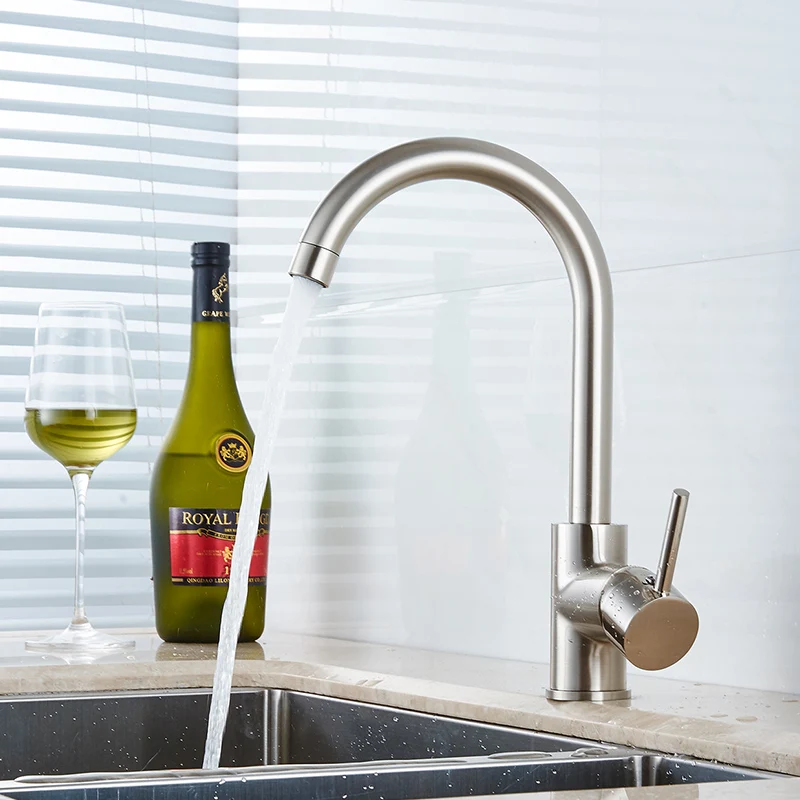 Kitchen Sink Black Water Faucet 360 Degree Rotating Deck Mounted Kitchen Mixer Taps 100059