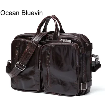 

OCEAN BLUEVIN Men Briefcases Genuine Leather Men Bag Business Laptop Briefcases Handbags Messenger Bag Men Leather Shoulder Bags