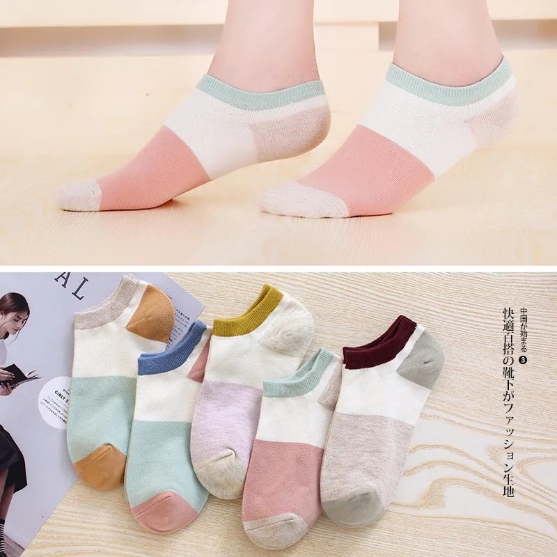 

5 Pairs/Lot Women Cotton Summer Boat Socks Popsocket Stopki Comfortable Breathable Durable Female Short low Socks Babet Corap