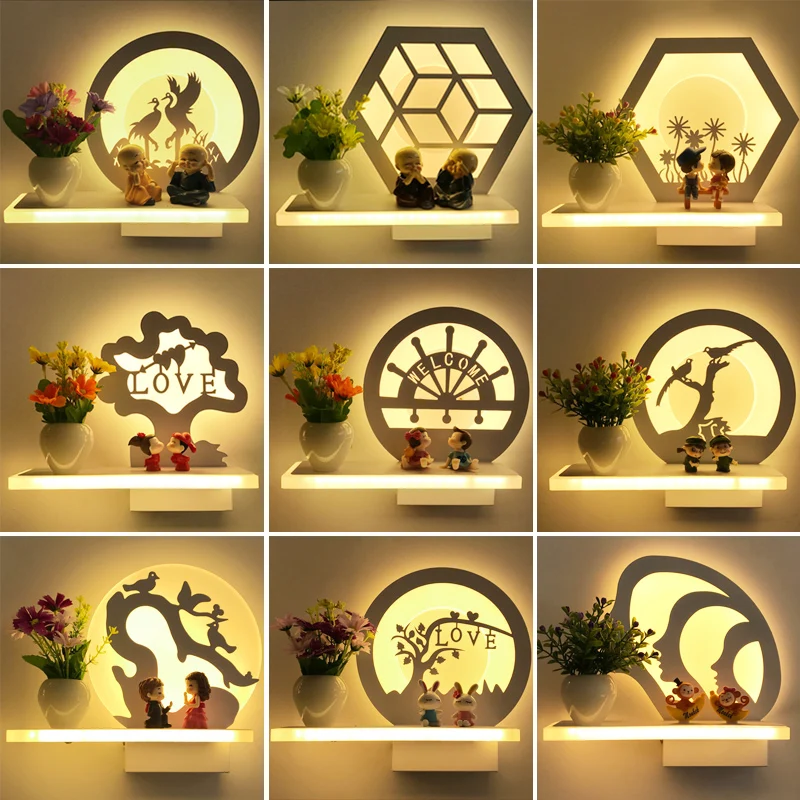 

Modern minimalist LED lighting wall vase fresh romantic bedroom balcony aisle aisle bedside lamp wall lamp