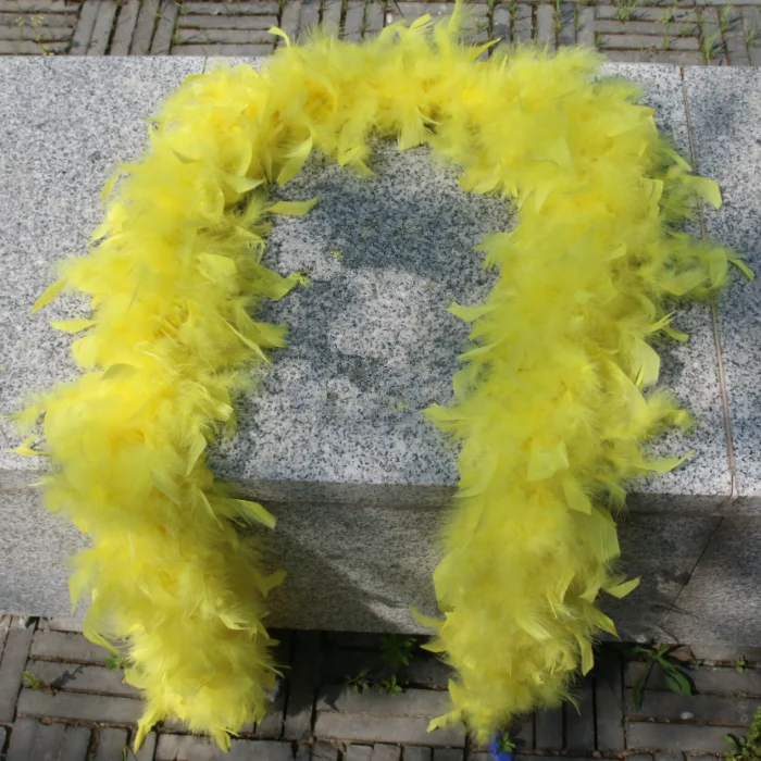 2 метра Супер утолщаются чанделла индейки перья боа отделка 80 г шарф/вечерние украшения платье Марабу перья для рукоделия boas Plumas - Цвет: Yellow