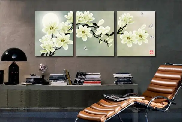 

Needlework Cotton Embroidery 3D DIY Cross-stitching Triptych Cross Stitch Sets Magnolia Kits Flower Series Home Decoration