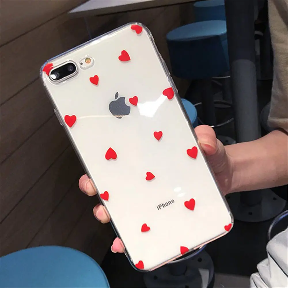 Lovebay Прозрачный чехол для iPhone 6, чехол с сердечком для iPhone 6S, 7, 8 Plus, 5, 5S, SE, X, XR, XS Max, мягкий ТПУ чехол для телефона с волнистым узором, задняя крышка