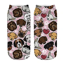 Новинка: 10 пар искусственных ресниц 3D цифровые печатные люблю собак Для женщин носки; модная обувь унисекс; милые короткие носки с принтом «Для женщин короткие носки под платье Лидер оптовых продаж