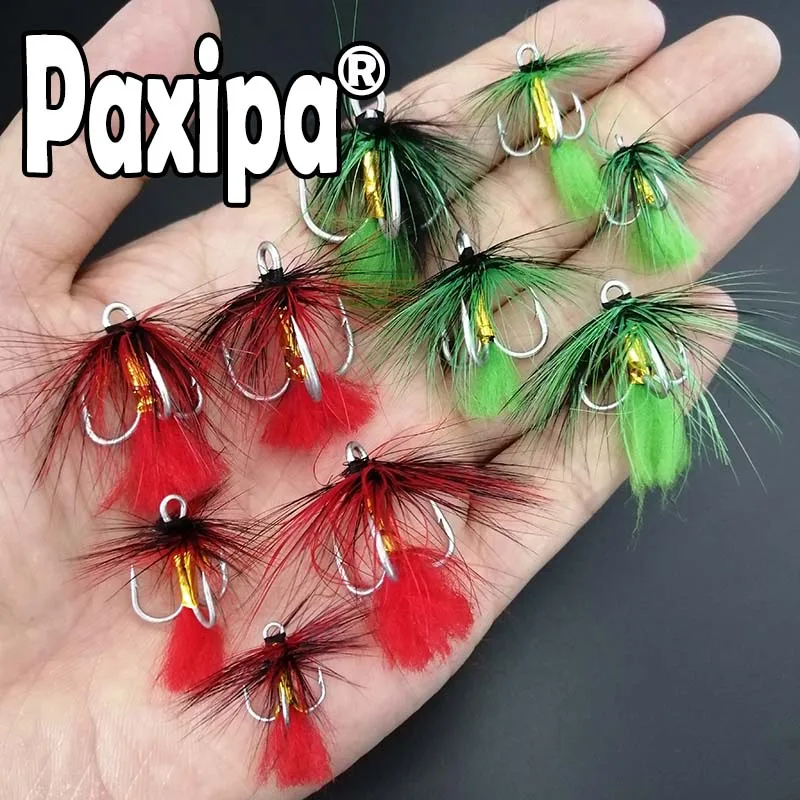 

10pcs Feather Treble Hook Strong Treble Fishing Hook Silvery Saltwater Hook Size 2 4 6 8 10