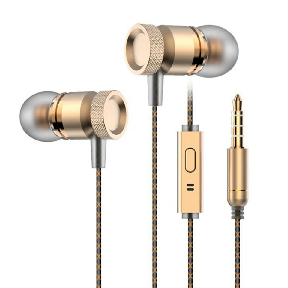  Luxury Serpentine Line HIFI Metal Stereo Earphones 3.5mm In-Ear Earbuds Super Clear Bass Subwoofer Headset With Mic 