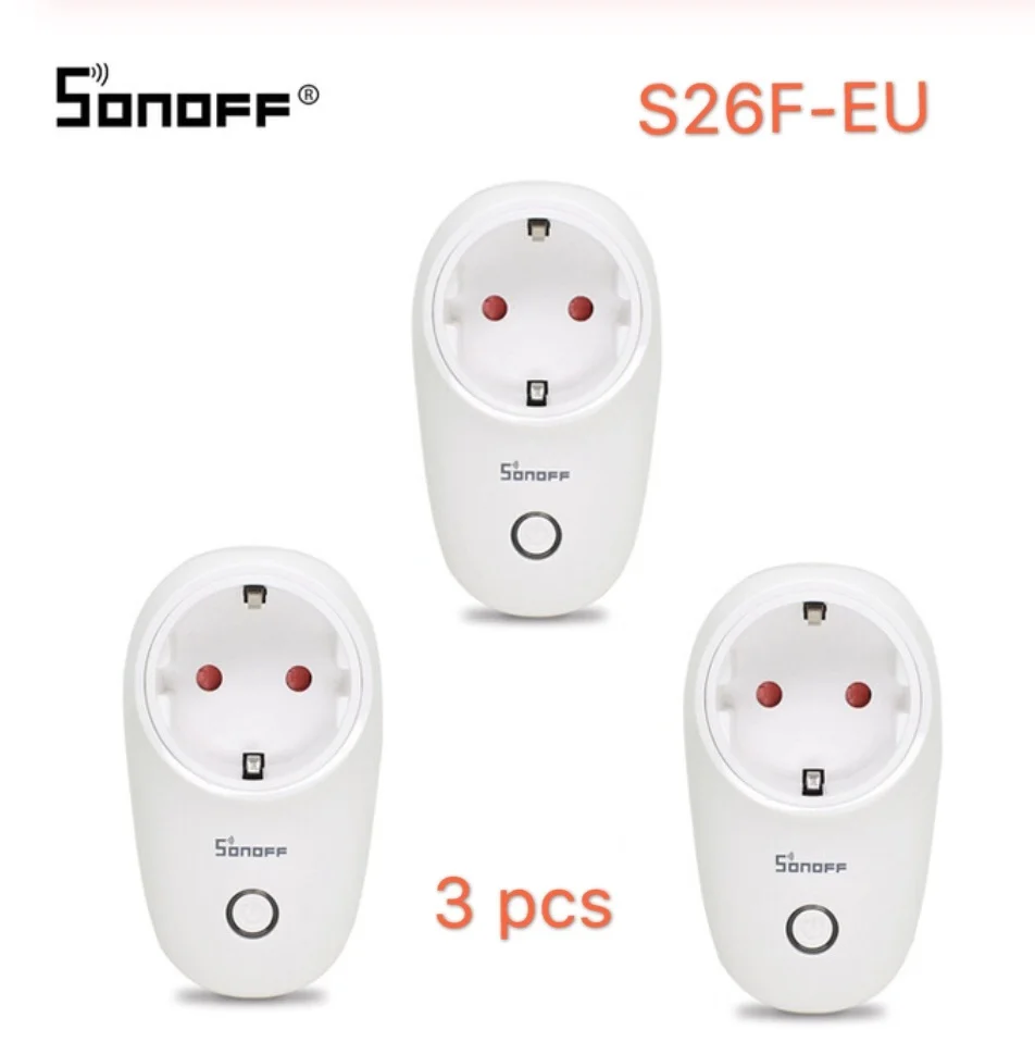 EU-TYPE-F 3pcs Sonoff S26 WiFi базовая умная розетка EU-type F S26F Беспроводная штепсельная розетка умная домашняя розетка работает с Alexa Google Assistant - Комплект: EU-TYPE-F 3pcs