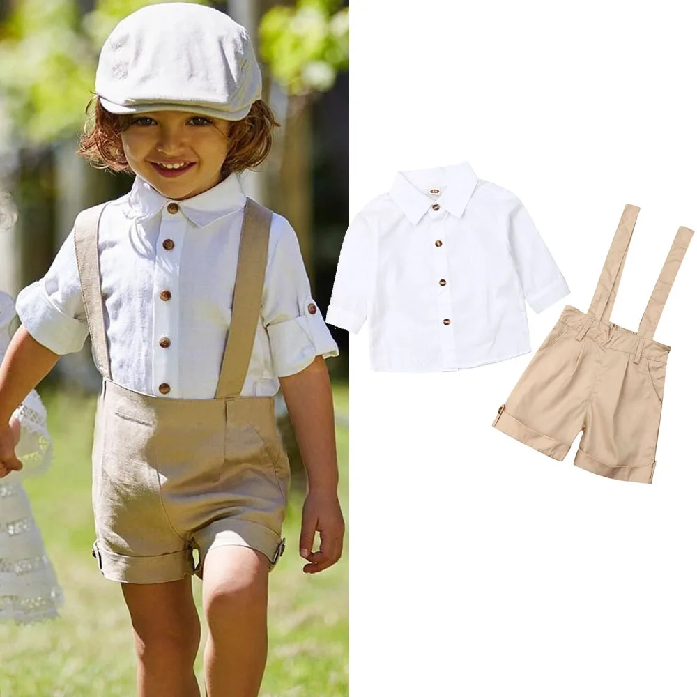 

2019 Fashion Casual Gentleman Kids Clothes Toddler Baby Boy Girl Shirt Tops +Pants Overall Outfit Children Clothes Set
