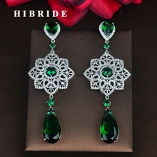 HIBRIDE, роскошные серьги в форме капель с цветами, кубический циркон, для женщин, Brincos, ювелирные изделия, свадебные серьги, Mujer Moda E-828