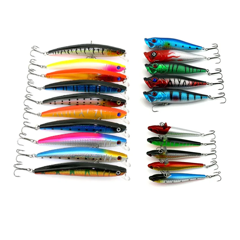 Material de plástico ABS señuelo vib popper minnow para pca en el mar