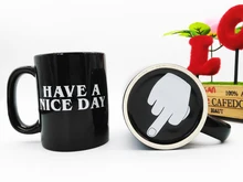 Kostenloser Versand 1 Stück Keramik Mittelfinger Kaffeetassen Persönlichkeit Büro Geschenke Haben Einen Schönen Tag Becher mit handgriff tasse