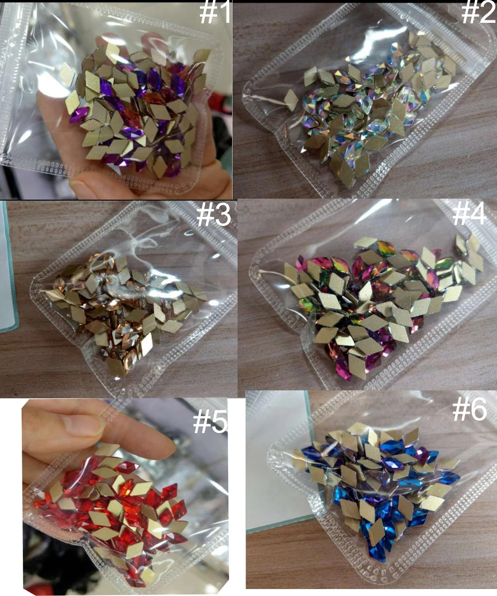 100Pcs/lot Rhombus Flat Back Rhinestones 10x6mm* 6 Colors Crystal Stones DIY Decorations Manicure Diamond For Nail Rhinestone