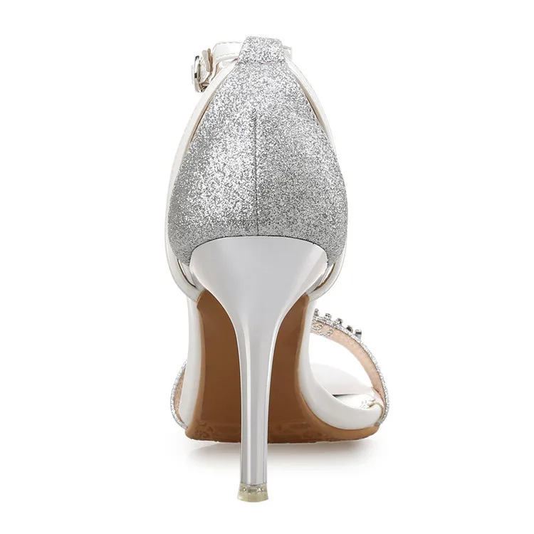 BaoYaFang золотого цвета с украшением в виде кристаллов; Летние босоножки; женская модная обувь свадебное вечернее платье обувь Обувь на высоком каблуке женские сандалии, кожаные сандалии