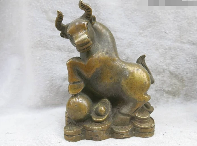 

wholesale factory China Feng Shui Brass copper stock market lucky money Ox Cattle Statue