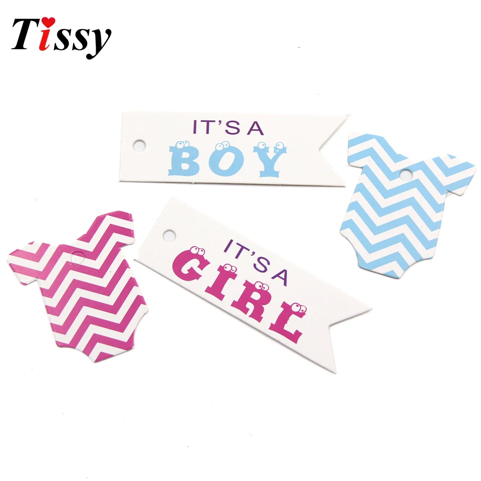 100PCS Boy&Girl Paper Tags Creative Paper Card Tag Labels DIY Crafts For Baby Birthday Party Decorations Baby Shower Supplies