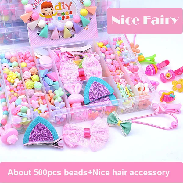 Красочные 500 шт DIY акриловые бусины набор аксессуаров для ожерелья Браслет и волосы девочка развивающие игрушки бисер для детей наборы - Цвет: Nice fairy