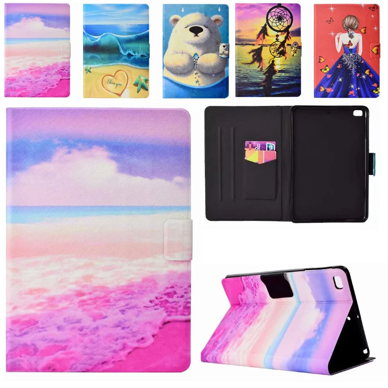 

Fashion Painted Tablet Case For Apple iPad Mini 1 2 3 4 Smart Cover Fashion Girl Bear Flip Stand Silicone PU Leather Skin Funda