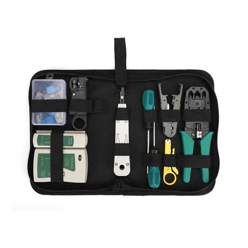 

14 pcs Networking Installer Tool Multi-function LAN Network Tool Kit Network Installation Cable Tester Crimper Stripper Tool Bag