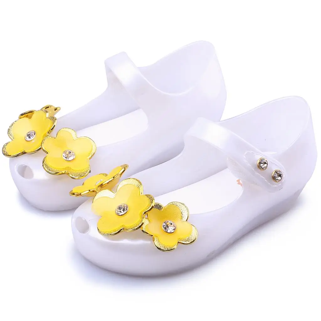 

Melissa Gold Mini Pearl New Summer 3 Twins Flowers 2018 New Lady Tramp Sandals Jelly Shoe Fish Mouth Girl Non-slip Kids Sandal