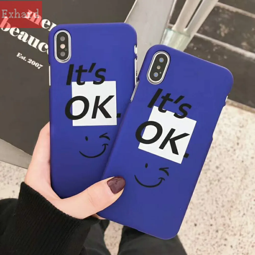 New English Letter 'It is OK ' Smiley Face PC Hard Case For iPhone X 8 8 Plus 7 7 Plus 6 6s 6 Plus Case Back Cover Fundas Coque