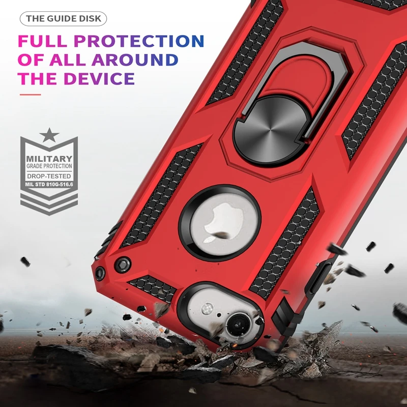 

Luxury Armor Case For iPhone 11 Pro 7 8 6 6s Plus For iPhone XS Max X XR Silicone Shockproof Bumper Hard Finger Ring Car Cover