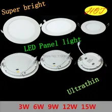 Горячая 3W6W9W12W15W Светодиодная панель круглая белая 400-1500lm светодиодные утопленные потолочные светильники для кухни спальни гостиной и т. Д. освещение