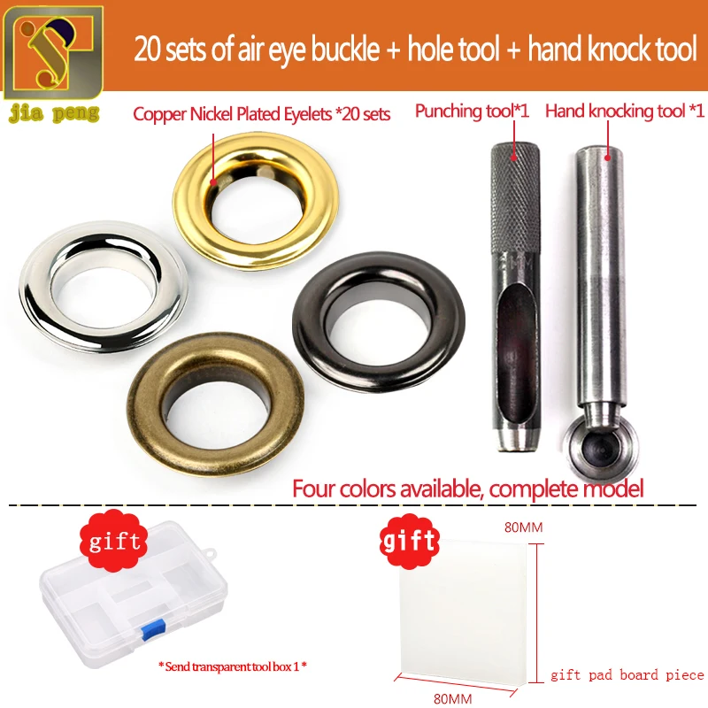 

20 Sets Metal Eyelets Grommets And Punch Die Tool Set For Leather Craft Shoelace Clothing Grommet Banner Gold 8MM 10MM 12MM