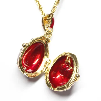 

2019 Hottest Jewelry High Quality Brass Enamel Handmade Vintage Egg Pendant Charm Crystal Necklace Can Open Gift To Women Lover