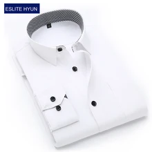 Повседневная официальная Мужская рубашка с длинным рукавом, деловая облегающая офисная рубашка, мужская хлопковая белая рубашка 4XL 5XL