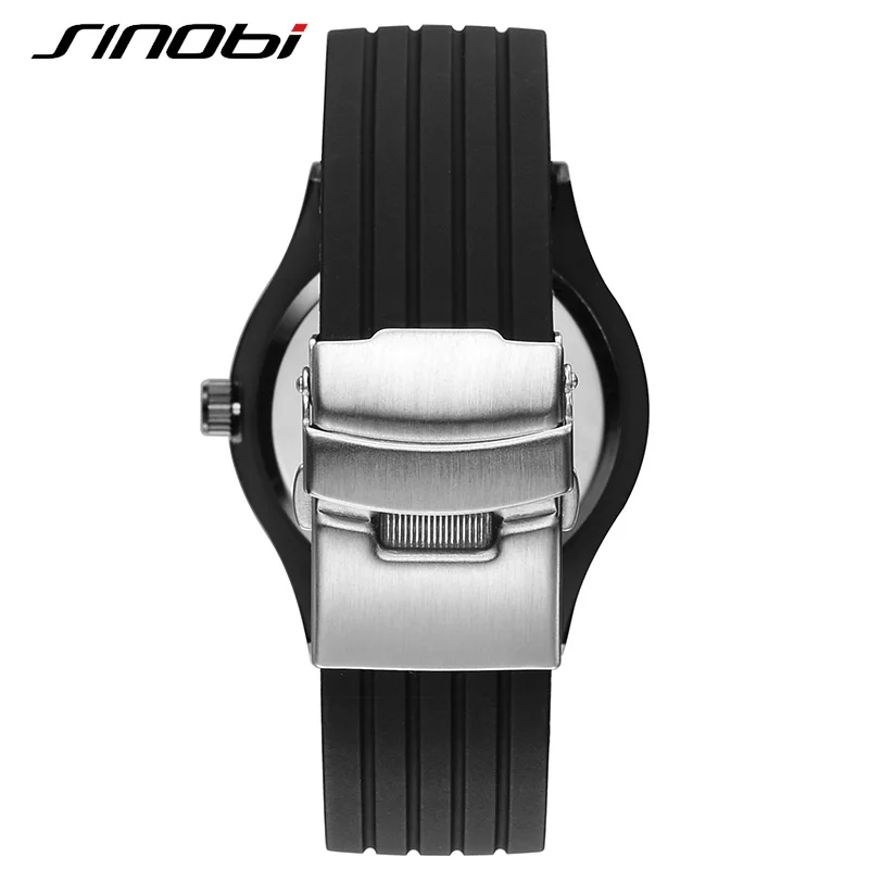 SINOBI модные часы мужские синий силиконовый кварцевый ремешок наручные часы Relogio Masculino лучший бренд Креативные мужские спортивные часы