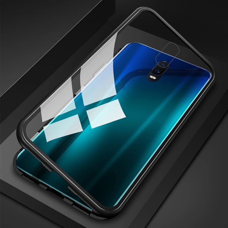 

360 Full Cover Double sided Glass build-in Magnet Metal Frame Magnetic Adsorption Flip Case For OPPO K3