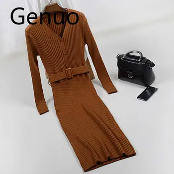 

Women Long Sweater Sexy V Neck Pullover Tops Slim Long Sleeve Femame Jumper with Sashes OL Ladies Coat Pull Femme