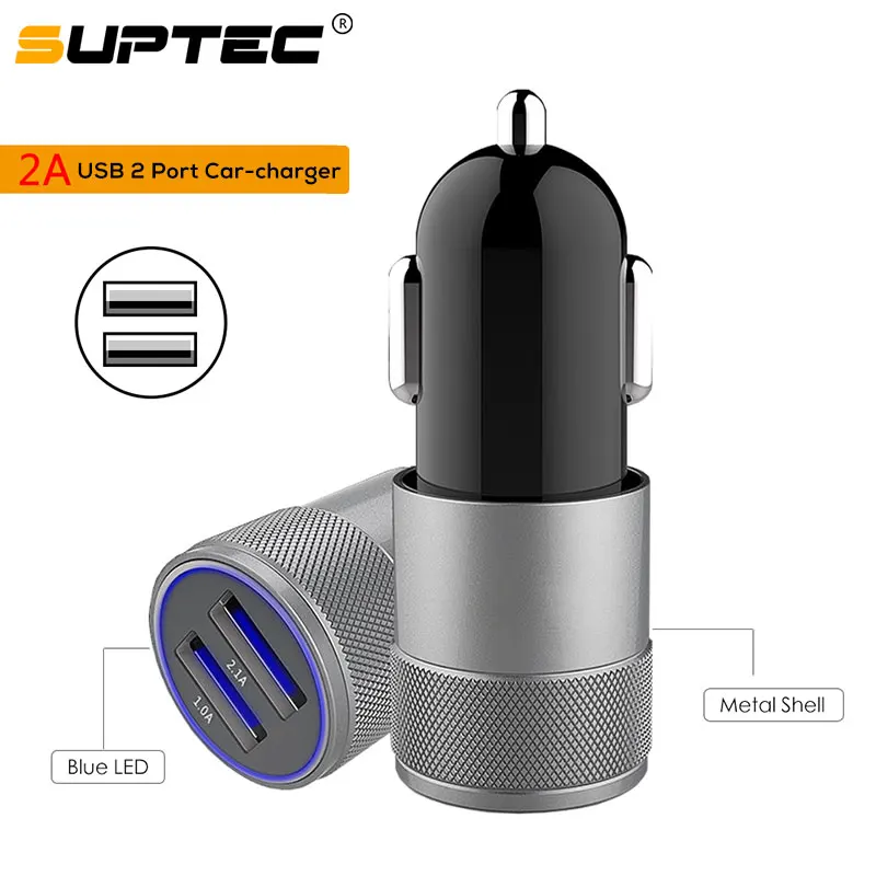 

SUPTEC USB Car Charger Universal Mobile Phone 2A Dual USB Fast Charger for iPhone XS X 8 Huawei Xiaomi Mini Adapter Car-Charger
