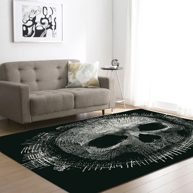 

3D Sugar Skull Printed Black Carpets for Living Room Bedding Room Large Rectangle Area Mats Modern Outdoor Floor Rugs Home Decor