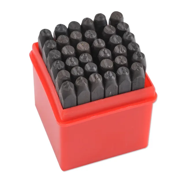 36pc letter number stamp punch set hardened steel metal wood leather letter and number stamp