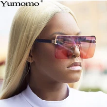 Yumomo негабаритных квадратных солнцезащитных очков женские винтажные Модные металлические градиентные оранжевые синие тонированные зеркальные женские очки UV400
