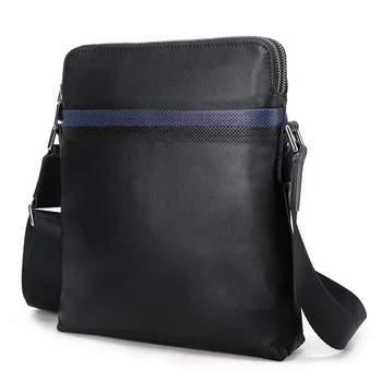 

TIDING Men Brand New Genuine Leather Leisure Style Crossbody Chest Messenger Shoulder Bag Beach Tote Bag Black 1191