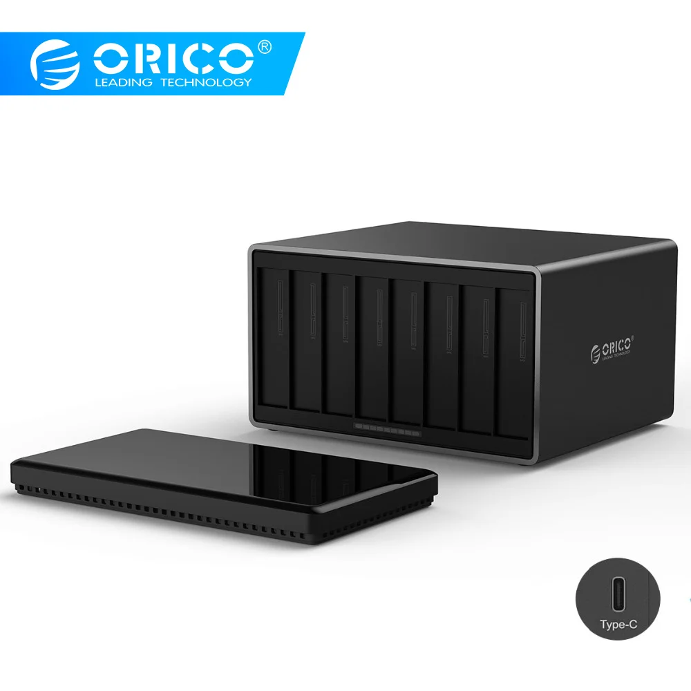 ORICO NS800C3 8 Bay type-C жесткий диск Док-станция Поддержка 80 ТБ хранение USB3.1 5 Гбит/с UASP с адаптером 12 В инструмент HDD корпус