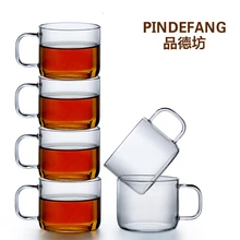 PINDEFANG 6 шт. термостойкая 150 мл стеклянная чайная чашка посуда набор кофейная чашка офисная элегантная прозрачная чайная посуда подарочный набор пивная кружка
