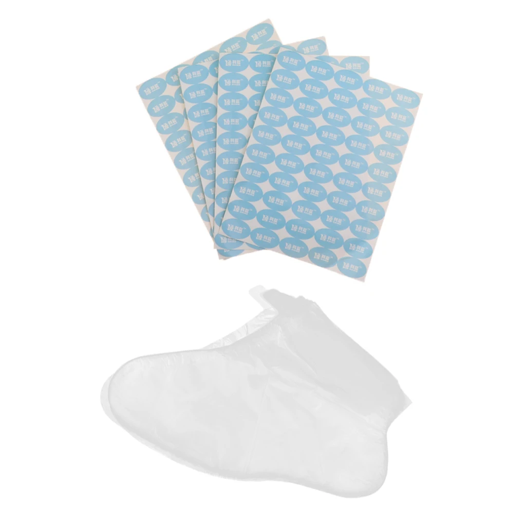 200 Counts Paraffin Bath Liners for Foot, Foot Liners for Paraffin Wax, Plastic Socks Foot Bags, Foot Protectors with Stickers