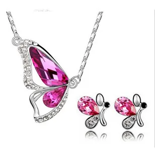 

Butterfly Necklace earrings Set Austrian Crystal Wedding Jewelry Set