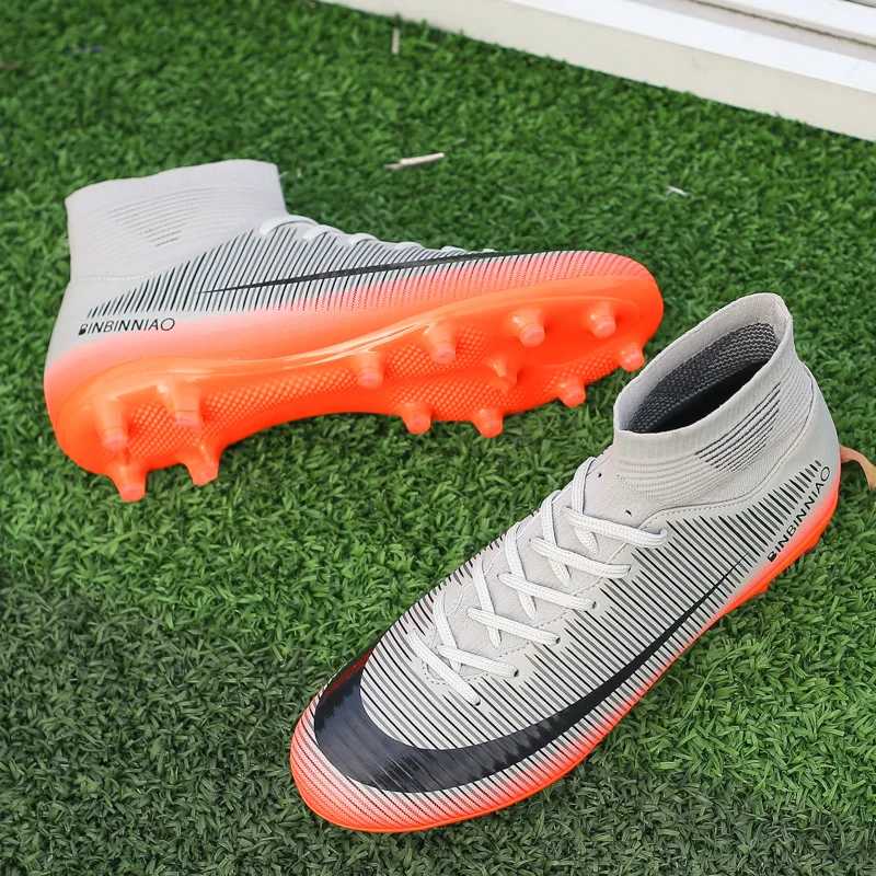 BOOMING Adult Soccer Shoes Men Boy Football Boots High Ankle Kids Professional Training Sport Sneakers Size 35-44  (43)