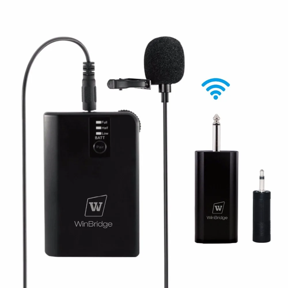 Rechargeable UHF Wireless Lavalier Microphones with Bodypack