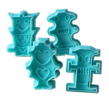 4 шт. мультфильм человек Формочки Плунжер для сахарной мастики форма для торта декоративная Сахар ремесло форма для выпечки, форма для духовки инструменты