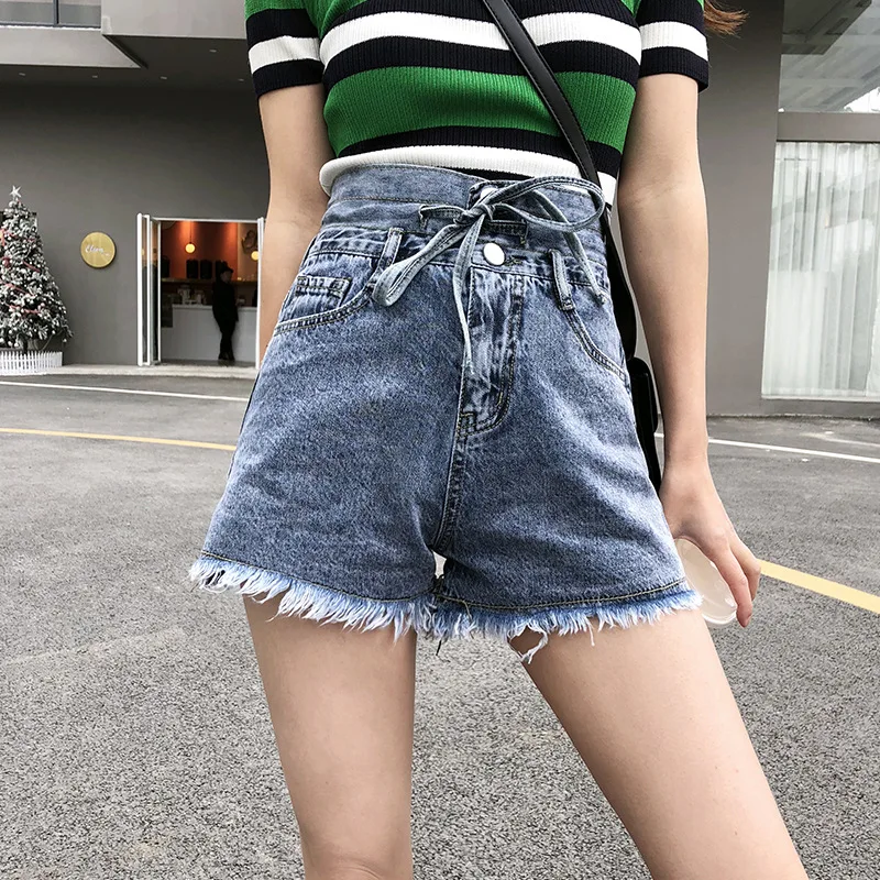 Summer Women Denim Shorts 2019 New High Waist Ripped Short