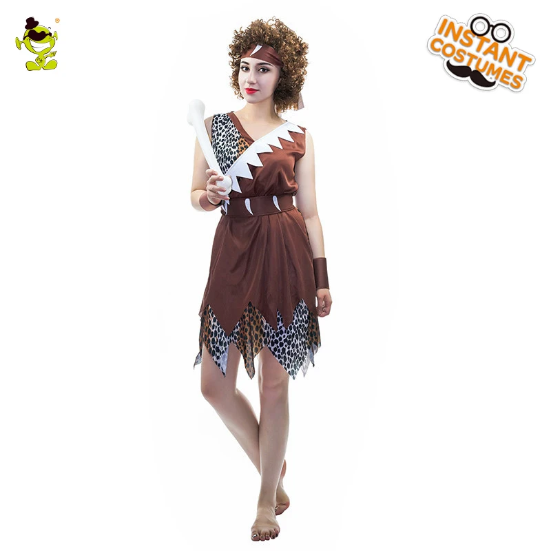 Womens Cavegirl Cavewoman Stone Age Group Fancy Dress Costume